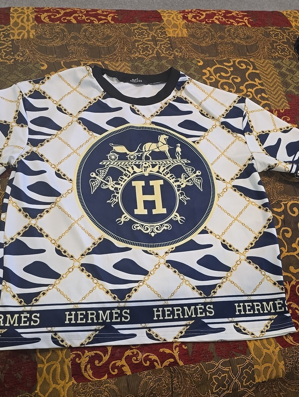 Hermès Inspired Black & White Logo Tee